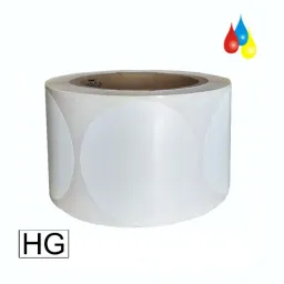 Inkjet Etiketten Papier glänzend, (BxH)35mm (1,4″) rund, Kern:51mm ø127mm, 1400 Etiketten/Rolle - Mit Blackmark und Matrix