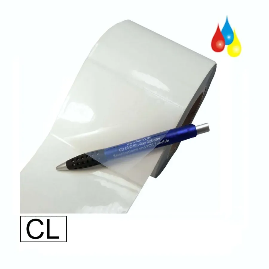Inkjet Etiketten Polyester transparent glänzend, (BxH)122mmx47m endlos, Kern:76mm ø152mm - LX610e