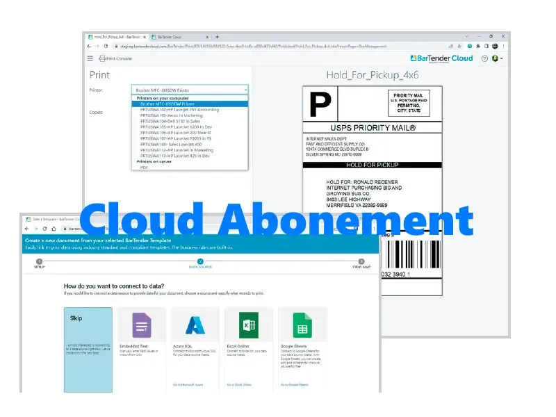 Seagull BarTender Cloud Automation Etikettendruck-Software, für 25.000 Etiketten / Jahr mit 5GB Speicherplatz, Jahres Abo Gebühr
