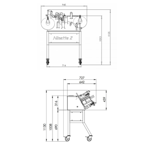 Ninette II – Halbautomatische Etikettiermaschine für zylindrische Produkte für Vorder- und Rücketikett