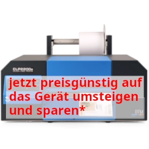 DTM CLP2200e Farbetikettendrucker mit 1 austauschbarem Druckkopf + sep. CMYK Dye Patronen – druckt maximal 210 mm breit