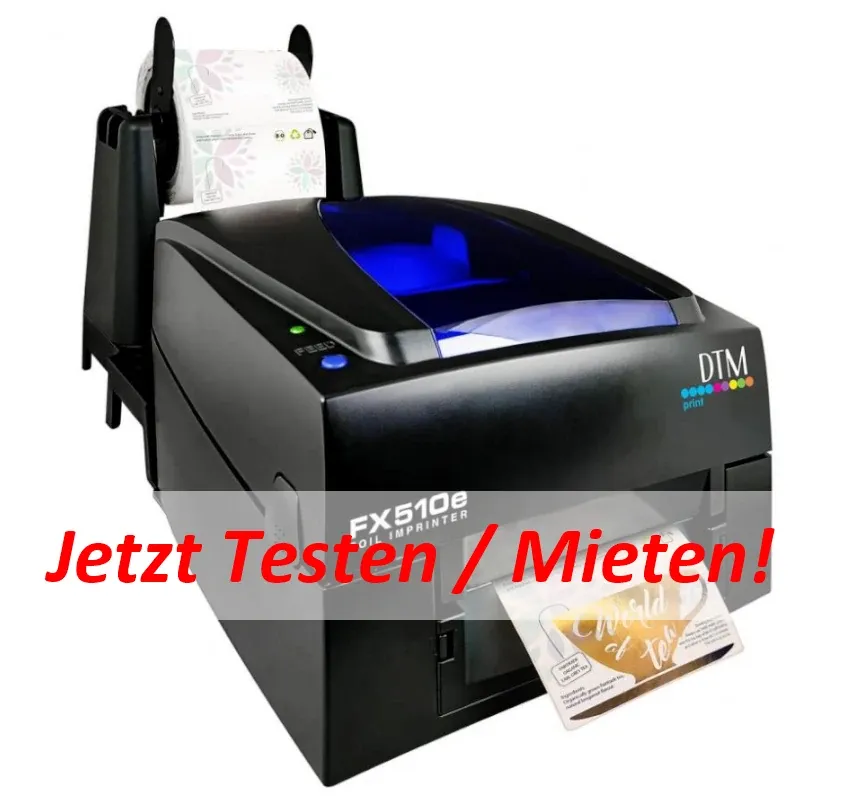 DTM FX510e Metall Folien Drucker zum Veredeln von Etiketten geeignet - 105,7 mm Druckbreite inkl. 30 Minuten Online Schulung, 3 Jahre Garantie*