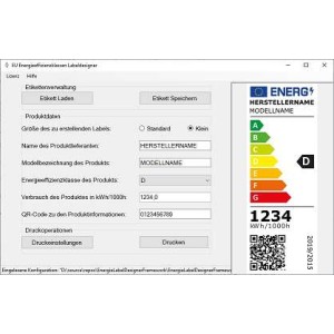 EnergieEtiketten Designer für Leuchtmittel -Programm zum Designen von Energieetiketten gemäß EU-Verordnung 2019/2015 - kostenlos