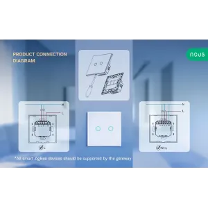 NOUS LZ2 Wandschalter 2-fach ZigBee 2x200W Schaltleistung / smart touch / ZigBee3.0