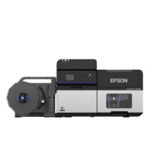 Farbetikettendrucker Epson ColorWorks C8000 (mk), Farbetikettendrucker mit glänzend schwarzer Tinte, Cutter USB & Netzwerkanschluss