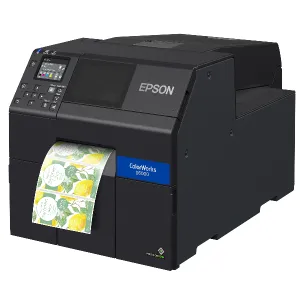 Farbetikettendrucker EPSON ColorWorks D6000, Cutter, Dye Tinte, USB, Ethernet, schwarz Druckbreite max. 108mm, 24 Monate Garantie*
