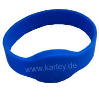 RFID Wristband Silikon mit ovalem Kopf, blau mit MIFARE® classic 1K NXP Original Chipset, 65mm Durchmesser