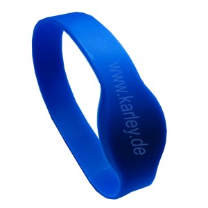 RFID Wristband Silikon mit ovalem Kopf, blau mit MIFARE® classic 1K NXP Original Chipset, 65mm Durchmesser