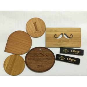 RFID Wood Card / Holzkarte oder Chip, verschiedenes Holz inkl. Lasergravur, mit Wunschchip 