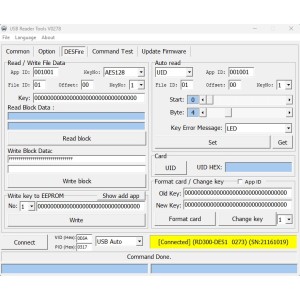 RD300-DES RFID USB HF Leser/Schreiber für DESFire® EV1 & EV2 13,56 MHz mit Unterstützung 2stelliger Application ID