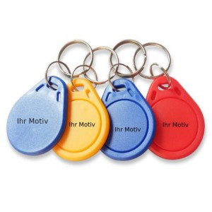 RFID personalisierbarer Schlüsselanhänger/Keyfob mit Wunschchip bestücken, klein, leicht & bequem, verschiedene Farben für Zugangskontrolle, Identifizierung u.v.m.