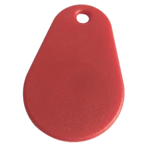 RFID KF007 Schlüsselanhänger/Keyfob mit MIFARE DESFire EV2 4K Chip Tropfenförmig, PPS, Rot & Frequenzen für Zugangskontrollen, luxuriös und langlebig