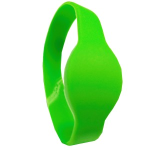 RFID Wristband Silikon mit ovalem Kopf, grün mit MIFARE® Classic 1K NXP Original Chipset, 65mm Durchmesser