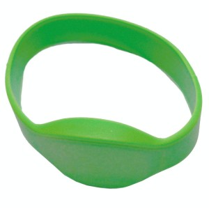 RFID Wristband Silikon mit ovalem Kopf, grün mit MIFARE® Classic 1K NXP Original Chipset, 65mm Durchmesser