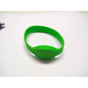 RFID Wristband Silikon mit ovalem Kopf, grün mit MIFARE® Classic 1K NXP Original Chipset, 65mm Durchmesser