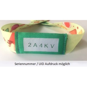 RFID Einweg Armband, Chip im Stoff verarbeitet, versch. Farben und Wunschchip