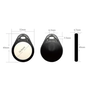 RFID KF003A personalisierbarer Schlüsselanhänger/Keyfob Classic ,TK4100 Kunststoff,Schwarz für Zugangskontrolle, Identifizierung u.v.m.