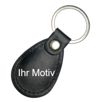 RFID personalisierbarer Schlüsselanhänger/Keyfob mit Ihrem Wunschchip bestücken, Birnenform in Lederoptik & verschiedenen Frequenzen für z.B. Zugangskontrollen, Farbe des Gehäuses und der Naht frei auswählbar