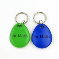 RFID personalisierbarer Schlüsselanhänger/Keyfob mit Wunschchip bestücken, MIFARE® Classic, Wasserdicht, verschiedene Farben, Frequenzen und Materialien, für Zugangskontrolle, Identifizierung u.v.m.