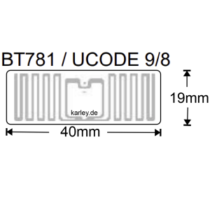 Zebra Polypropylen RFID (UHF) Etikettenrolle mit 5000 Etiketten 44x9mm (BxH), permanenter Kleber mit Ucode 9/8