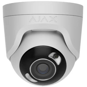Ajax TurretCam kabelgebundene IP-Überwachungskamera mit hybrider Beleuchtung (HL) (5 Mp/2.8 mm), PoE, Auflösung: 3840x2160px, 20fps (4K UHD), Blickwinkel: 100°-110°, weiß