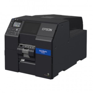 Farbetikettendrucker Epson ColorWorks CW-,C6000Ae, Cutter, Display, USB, Ethernet, schwarz Druckbreite max. 108mm