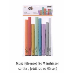 Münzhülsen-Set für coinsorter Münzzähler ratiotec Coinsorter CS50, 10 Stück je Münzwert