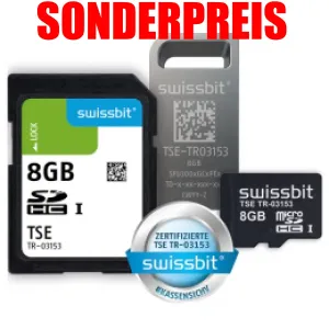 Swissbit TSE, microSD-Karte, 8 GB in der geschützen Blister Verpackung mit reduzierter Laufzeit 
